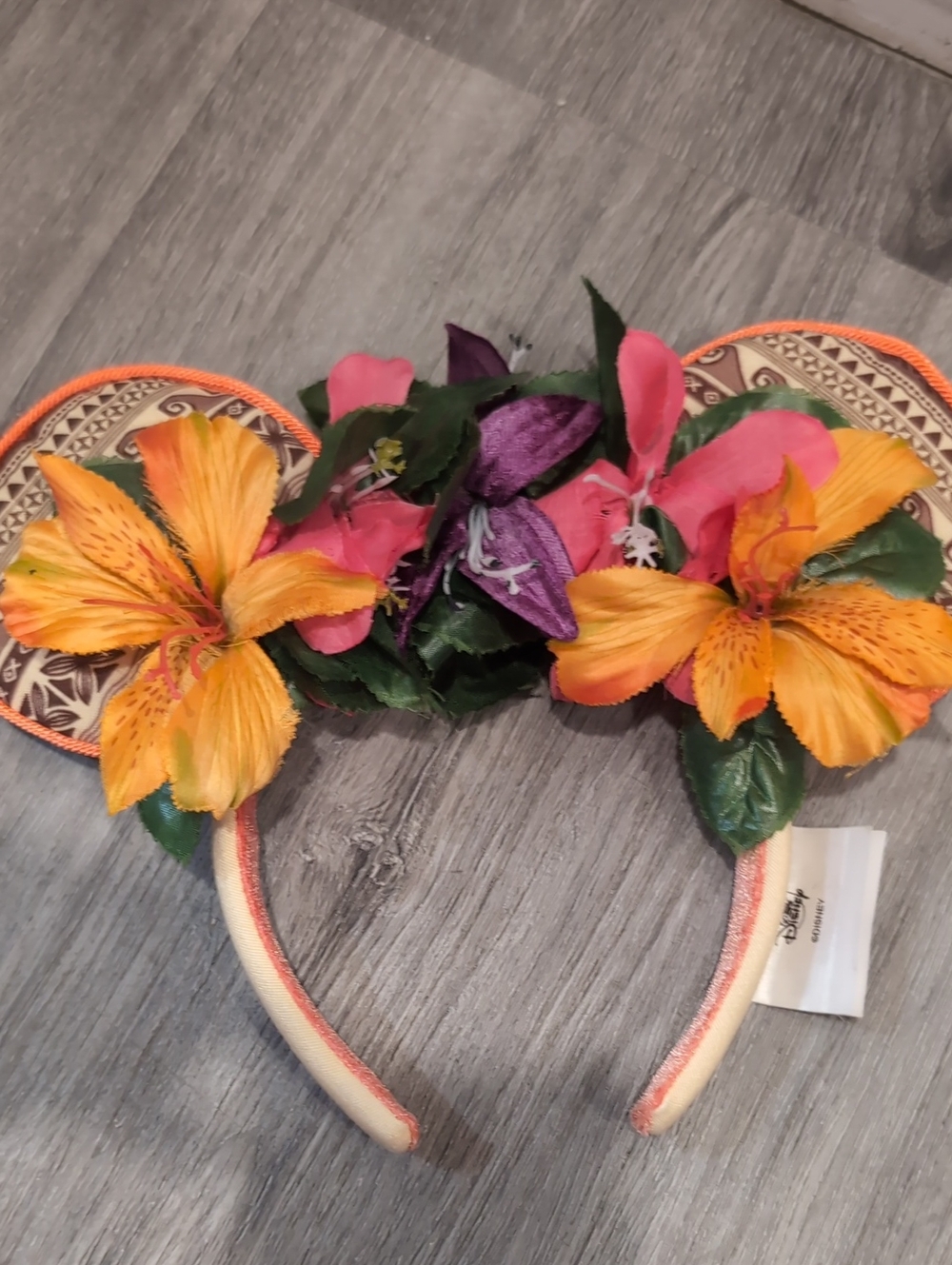 Disney Tropical Floral Minnie Ear Headband in Orange, Pink & Purple